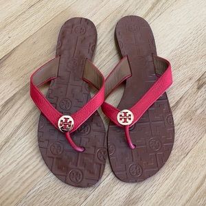 Tory Burch Leather Red Flip Flops 8